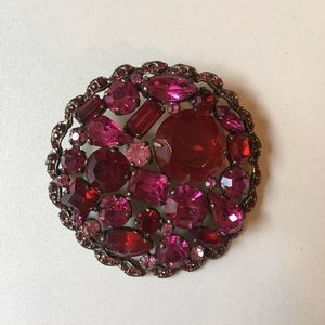 Vintage 1950s 1960s Pink Rhinestone Weiss Brooch